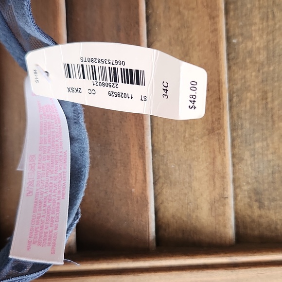 NWT - Victoria's Secret Lined Demi Bra Steele Blue Gray pink bow - Picture 4 of 9